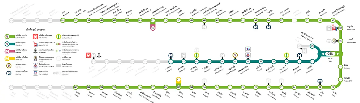 แผนที่รถไฟฟ้าสายสีเขียว