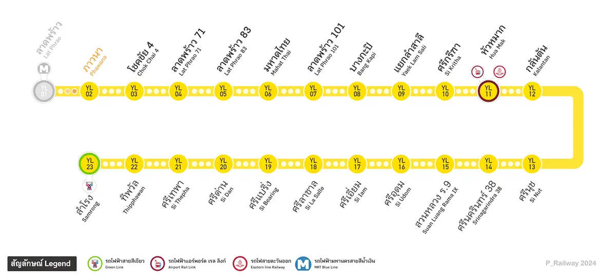 แผนที่รถไฟฟ้าสายสีเหลือง
